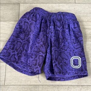 Purple Paisley Athletic Shorts with Elastic Waistband